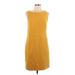 Banana Republic Factory Store Cocktail Dress - Mini Crew Neck Sleeveless: Yellow Solid Dresses - Women's Size 10
