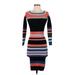 LUXE by Stylekeepers Casual Dress - Sweater Dress: Black Stripes Dresses - Women's Size Small