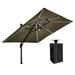 Arlmont & Co. Carone 10' Square Cantilever Umbrella w/ Crank Lift Counter Weights Included, Polyester in Brown | 108 H x 120 W x 120 D in | Wayfair