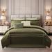 Wonderful Textile Hotel Flannel Comforter Set 7 Piece Bed in A Bag Polyester/Polyfill/Flannel in Green | Wayfair 23031-FQ-DGN