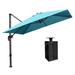 Arlmont & Co. Gira 108" Cantilever Umbrella w/ Crank Lift Counter Weights Included, Polyester in Green/Blue/Navy | 108 H x 108 W x 108 D in | Wayfair