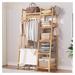 Red Barrel Studio® Bamboo 32" W Garment Rack w/ Hanging Rod, Storage Shelves & Bag Wood in Brown | 57.1 H x 16.1 W x 1.8 D in | Wayfair