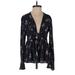 American Eagle Outfitters Casual Dress - A-Line V-Neck Long sleeves: Black Floral Dresses - Women's Size X-Small