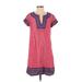 Vineyard Vines Casual Dress - Shift V Neck Short sleeves: Red Dresses - Women's Size 0