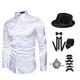 Tenue de gangster des années 1920 pour homme avec ensemble d'accessoires 7 pièces rétro vintage cosplay costume gavroche chapeau barbe y-dos bretelles noeud papillon montre de poche