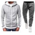 Men's Tracksuit Sweatsuit Zip Hoodie Sweatshirt Hoodie Jacket Jogging Suits Red Black BlackLight Grey Dark GreyLight Grey RedLight Grey RedDark Grey Hooded Color Block Drawstring 2 Piece Sports