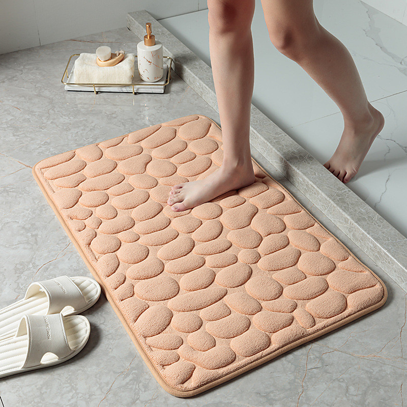 Cobblestone Bath Mat Non-slip Memory Foam Pad, Washable Bath Rugs, Rapid Water Absorbent, Non-Slip, Washable, Thick, Soft And Comfortable Carpet For Shower Room