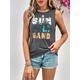 Women's Tank Top Vest Letter Casual Print Black Sleeveless Vacation Tropical Fashion Crew Neck Summer
