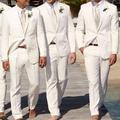 abiti da sposo per la festa di nozze da uomo bianchi in tinta unita 2 pezzi su misura monopetto con un bottone 2024
