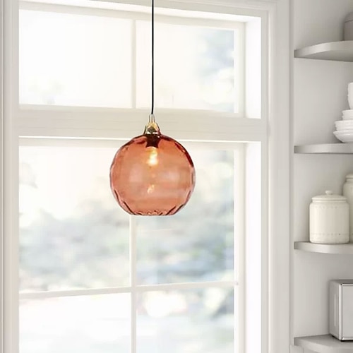 led pendelleuchten küche insel mundgeblasenes glas beleuchtung marmor blau modern bauernhaus foyer eingang leuchten decke hängend globus über tisch Image