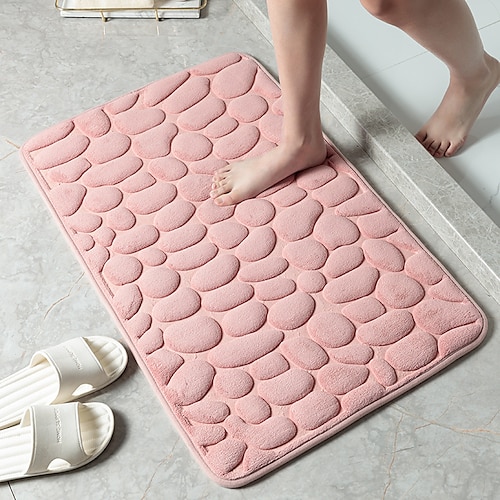 Kopfsteinpflaster-Badematte, rutschfeste Memory Foam-Unterlage, waschbare Badvorleger, schnell wasserabsorbierend, rutschfest, waschbar, dick, weich und bequem, Teppich für Duschräume Image
