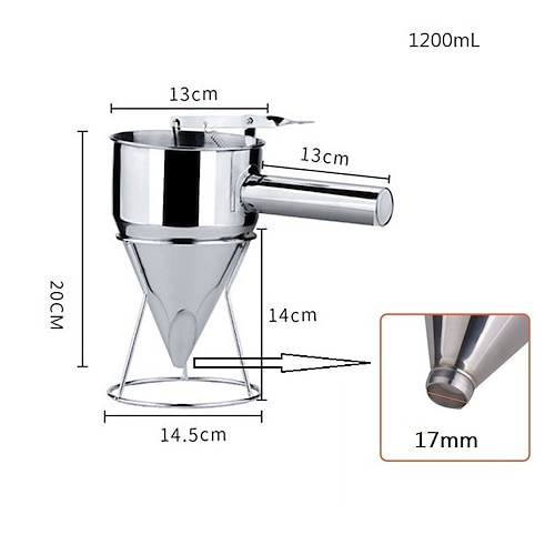 Kolbentrichter aus Edelstahl mit Unterstützung Saucencreme-Dosiertrichter für Schokoladen-Cupcake-Werkzeug Tintenfischkugeln Werkzeuge Küchenwerkzeug Image