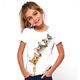 Kinder Mädchen 3D-Druck Katze T-Shirt Kurzarm Katzengrafik Tier Farbblock Blau Weiß Kinder Tops Aktiv Niedlich 3-12 Jahre