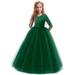 IBTOM CASTLE Little Big Girls Flower Vintage Floral Lace 3/4 Sleeves Floor Length Dress Wedding Party Evening Formal Pageant Dance Gown 3-4 Years Dark Green