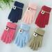 1 Pair Child Gloves Stretchy Skin-friendly Keep Warm Braid Button Winter Gloves for Outdoor