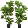 Ficus Lutea artificiels 1,10H m - lot de 2 ficus artificiels - 90 feuilles réalistes par pied - pot