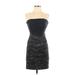 Alice + Olivia Cocktail Dress - Party Open Neckline Sleeveless: Black Print Dresses - Women's Size 2