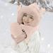 NRUDPQV Hats gloves & scarves Pashmina Shawls Wraps Christmas Women Woolen Three in One Hooded Cap Earflap Hat Long Scarf Gloves Set Pink Scarf