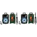 2 MR DJ DJ15BAT+ 15 Portable Bluetooth Speaker + Speaker Stand