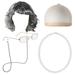 Adbnpza Half Wigs for White Women Human Hair Wig Bundles Old Lady Costume for Kids 100 Days Of School Cosplay Bun Wig Glasses Wig Cap Pearl Necklace Front Accessories