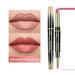 Awdenio Clearance Sales Double-headed Lipstick and Lip Liner 2-in-1 Matte Matte Non-stick Cup