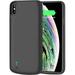 RUNSY Battery Case Compatible with iPhone Xs Max 6000mAh Rechargeable Extended Battery Charging Case External Battery Charger Case Adds 1.25x Extra Juice Support Wired Headphones (6.5 inch)