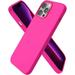 ORNARTO Compatible with iPhone 13 Pro Max Case 6.7 Slim Liquid Silicone 3 Layers Full Covered Soft Gel Rubber Case Cover 6.7 inch-Hot Pink