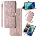 Samsung S21 Plus Case Galaxy S21 Plus Wallet Case Magnetic Closure Embossed Tree Premium PU Leather [Kickstand] [Card Slots] [Wrist Strap] Phone Cover For Samsung Galaxy S21 Plus Rosegold