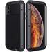 Lanhiem iPhone X/Xs Metal Case Heavy Duty Shockproof [Tough Armour] Rugged Case with Built-in Glass Screen Protector 360 Full Body Protective Cover for iPhone X/Xs Dust Proof Design -Black