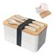 Intirilife Lunch Box Bento Box mit 3 Fächern und Besteck in Weiß - 18.5. x 10.5 x 9.3 cm - Brotdose mit Messer Gabel und Löffel
