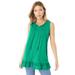 Plus Size Women's Tiered Babydoll Tank by Roaman's in Tropical Emerald (Size 26/28)