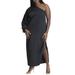 Plus Size Women's Gathered Sleeve Column Dress by ELOQUII in Black Onyx (Size 14)