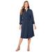 Plus Size Women's Convertible Buttonfront Shirt Dress by Catherines in Navy (Size 2X)