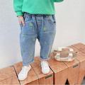Slowmoose Spring Baby Jeans Clothes, Cotton Loose Comfortable Long Denim Pants Love Green 6T