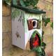 Mothers Day gift. Bird house, hand painted in a cottage style with a red fairy door shutters, fairy broom, Gift for gardeners, nesting box