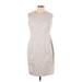 Calvin Klein Casual Dress - Sheath Crew Neck Sleeveless: Silver Dresses - Women's Size 12