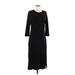 Saturday Sunday Casual Dress - Sheath Crew Neck 3/4 sleeves: Black Print Dresses - Women's Size Large
