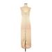 Zara Cocktail Dress - Midi V-Neck Sleeveless: Gold Dresses - Women's Size Small