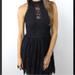 Free People Dresses | Free People Womens Size 0 Little Black Dress Lace High Neck Lined Button Back | Color: Black | Size: 0