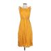 Universal Thread Casual Dress - Midi Square Sleeveless: Yellow Solid Dresses - Women's Size X-Small