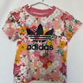 Adidas Shirts & Tops | Adidas Kids Top, Floral Top With Adidas Logo, Size S | Color: Black/Pink | Size: Sg