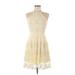 Blu Pepper Casual Dress - Mini Halter Sleeveless: Ivory Solid Dresses - Women's Size Medium