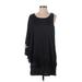 BCBGeneration Casual Dress - Shift Scoop Neck Long sleeves: Black Print Dresses - Women's Size X-Small