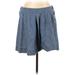 Lands' End Denim A-Line Skirt Knee Length: Blue Solid Bottoms - Women's Size 12
