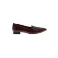 Tory Burch Flats: Smoking Flat Chunky Heel Casual Burgundy Animal Print Shoes - Women's Size 6 1/2 - Pointed Toe