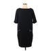 Zara Basic Casual Dress - Shift Crew Neck Short sleeves: Black Solid Dresses - Women's Size Small