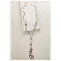 Anthropologie Jewelry | Anthropologie Mixed Metal Freshwater Pearl Long Jessamine Lariat Necklace | Color: Gold | Size: Os