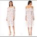 Anthropologie Dresses | Floral Midi Dress Swiss Dot/Cold Shoulder Design | Color: Blue/Pink | Size: S