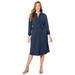 Plus Size Women's Convertible Buttonfront Shirt Dress by Catherines in Navy (Size 3X)