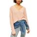 Free People Sweaters | Free People Finders Keepers V-Neck Fuzzy Sweater Oversized Nude Peach S | Color: Cream | Size: S
